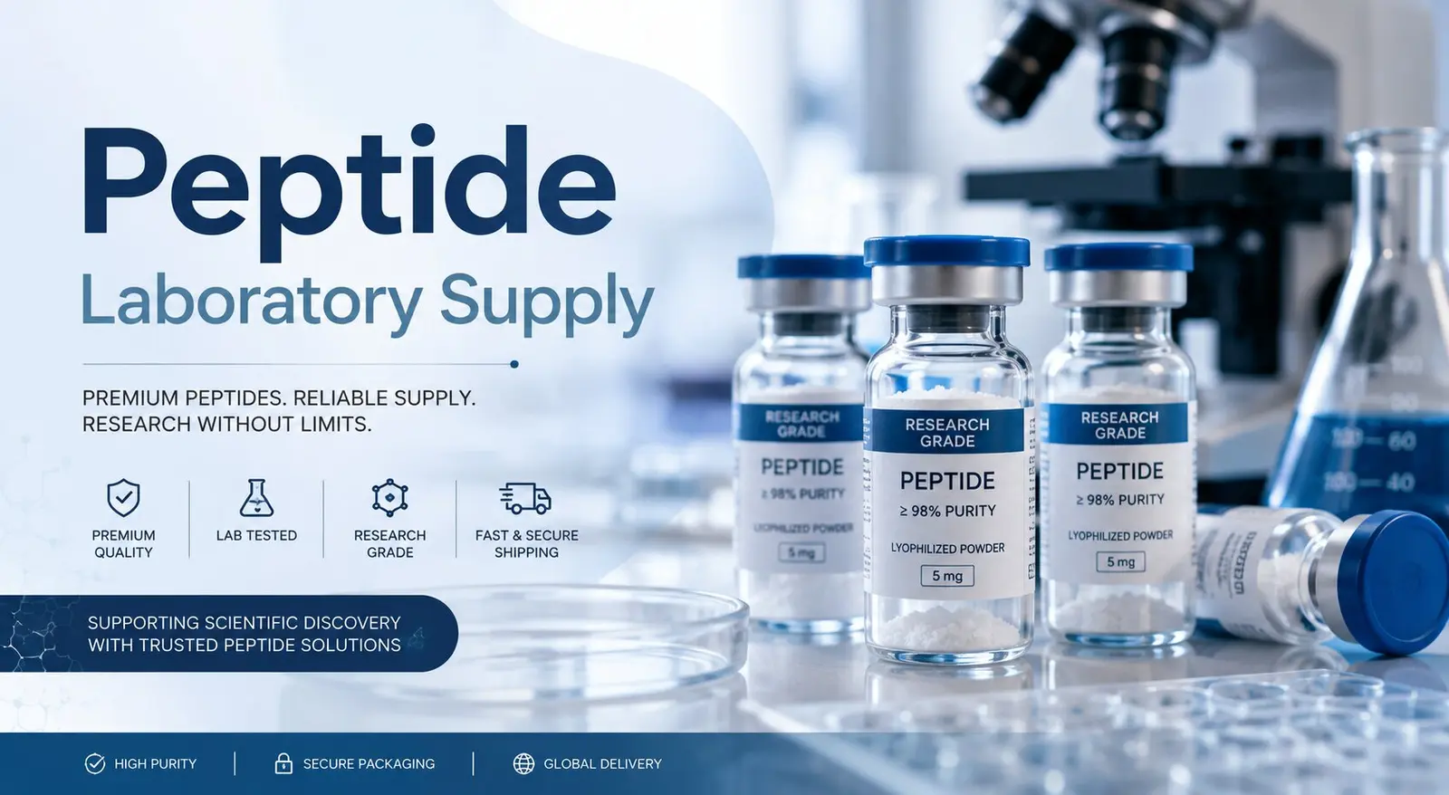 USA-based peptide supplier laboratory with research peptide vials