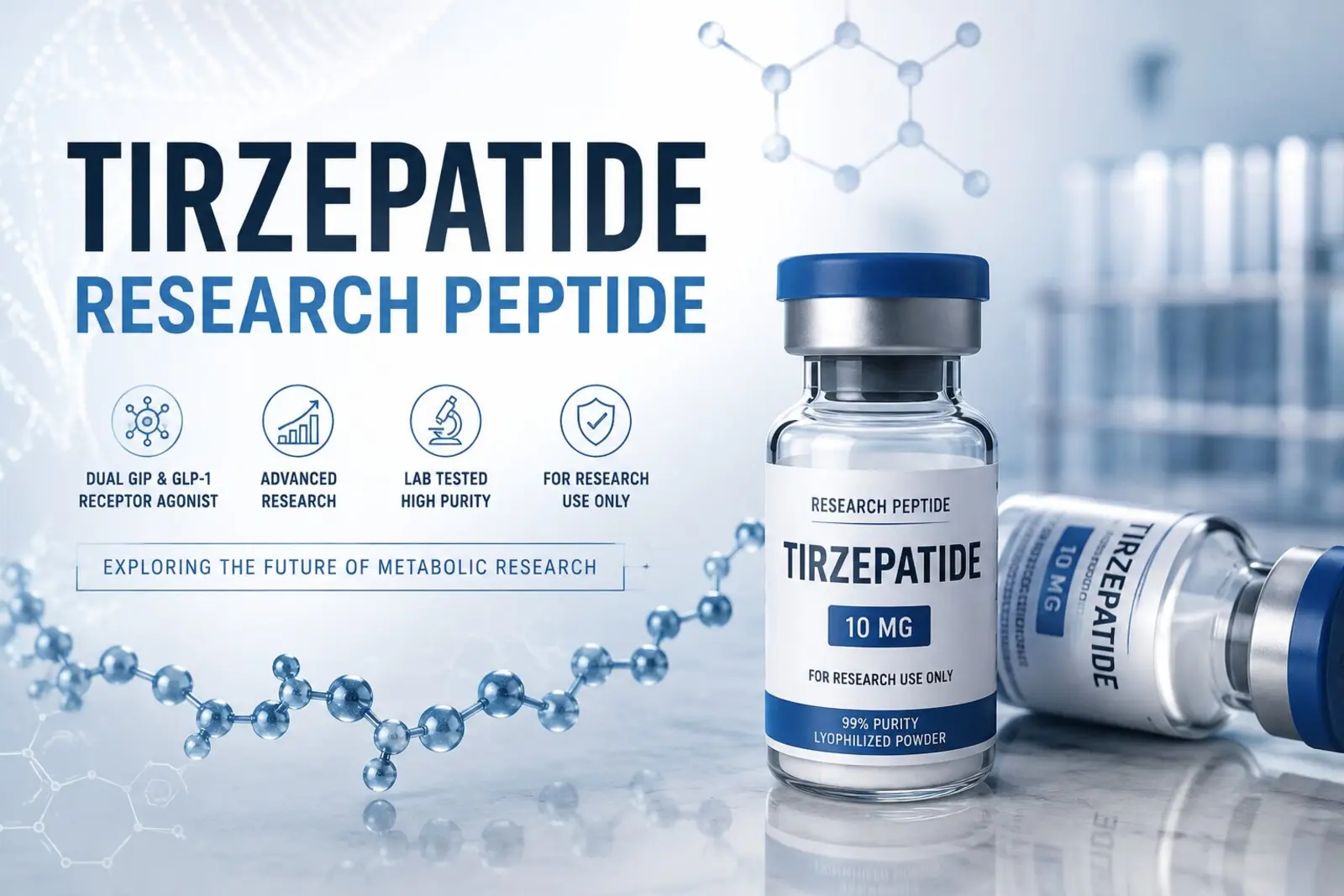 Tirzepatide research peptide vials with certificate of analysis